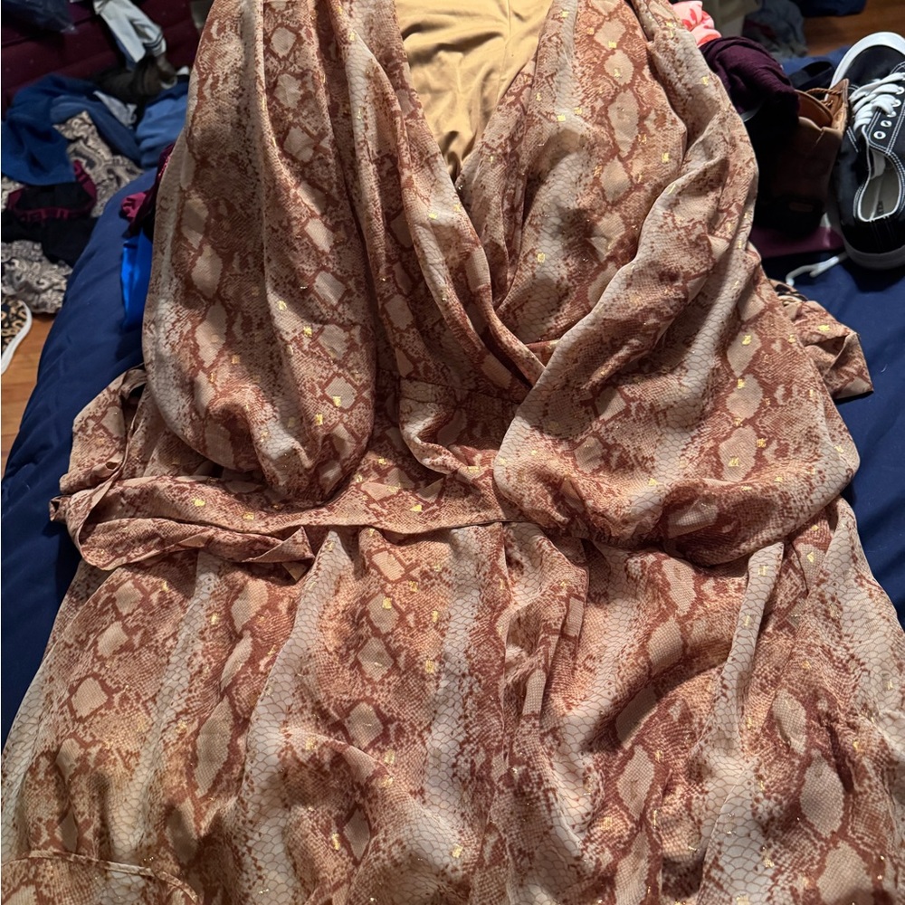 Snake Print Wrap Dress